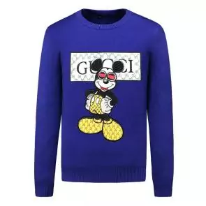 pulls gucci sweat-shirt en coton knitted sweater mickey mouse blue